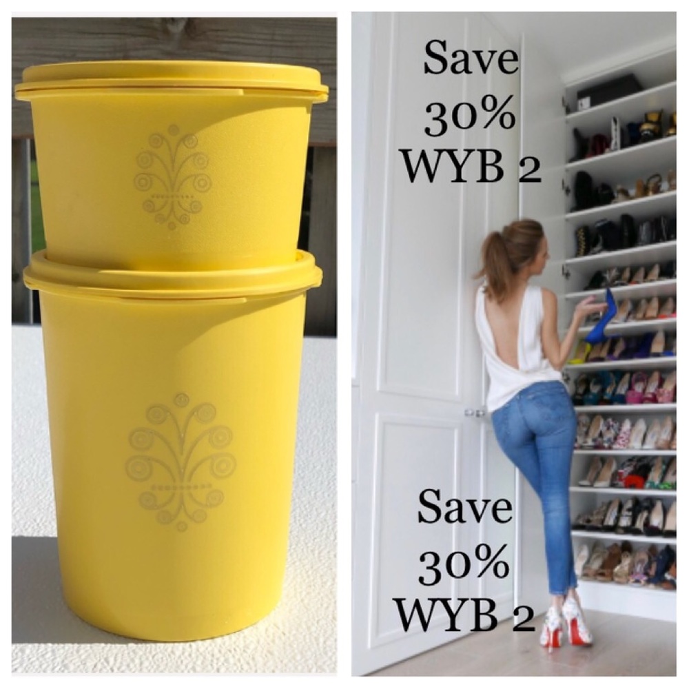 Vintage Tupperware Yellow Kitchen Canisters